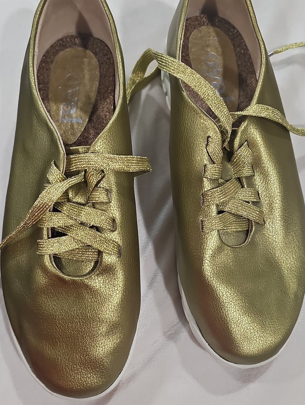 Metallic Gold Women's Lace-Up Sneakers